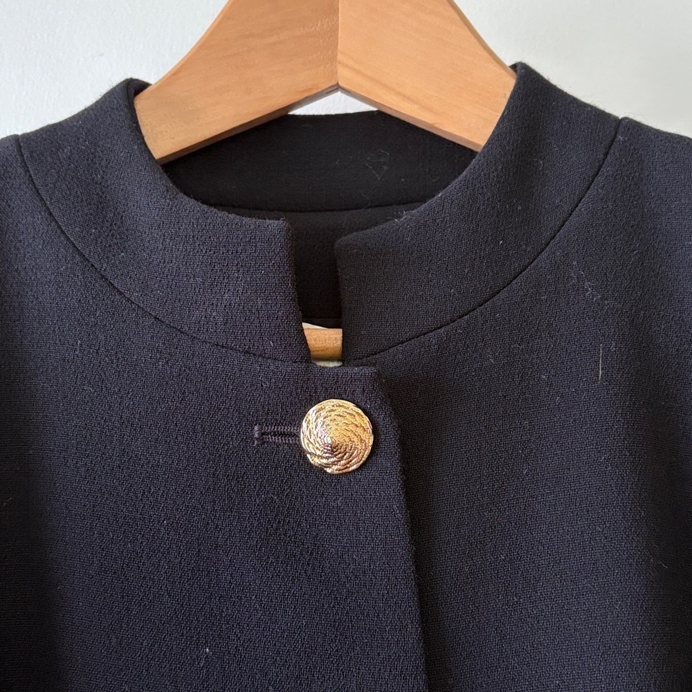 Yves Saint Laurent Encore Vintage Black Wool Crepe Dress 12 - Picture 3 of 14